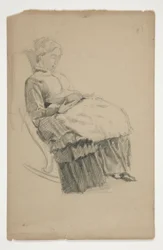 Study of an Elderly Woman in Rocking Chair, Reading
