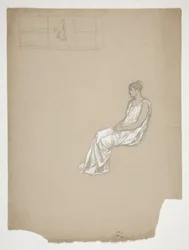 Woman Seated in Classical Garb: Study