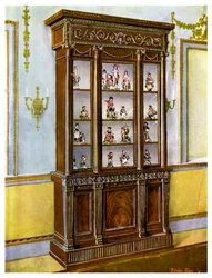 Carved mahogany china case influenced by the Adam Brothers, 1911-1912