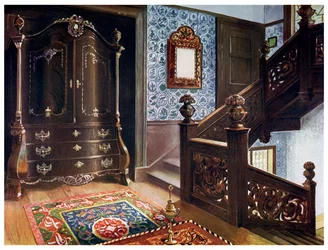 Carved walnut bombe armoire with chased mounts, 1910