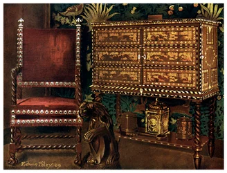 Group of late 16th century continental furniture, 1910