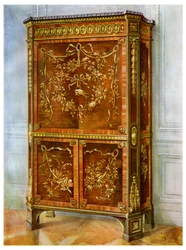 Inlaid ormolu mounted upright secretaire, French