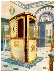 Painted and lacquered sedan chair with domed top, 1911-1912