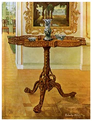 Shaped fret rimmed gallery table, Chippendale School, 1911-1912
