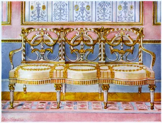 White Gilt and Painted Settee, Pergolesi Influence