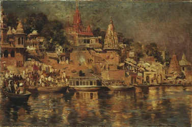 View of the Ghats at Benares, 1873