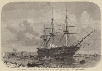 HMS Agamemnon, 91 Guns, Shipping the English Portion of the Atlantic Submarine Cable at East Greenwich