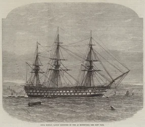 HMS Bombay, lately destroyed by Fire at Montevideo