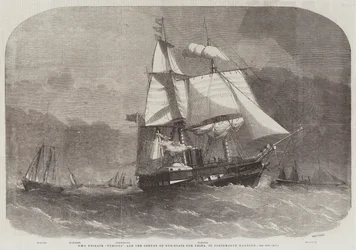 HMS Frigate Furious and the Convoy of Gun-Boats for China, in Portsmouth Harbour