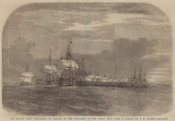 The Baltic Fleet preparing to Anchor at the Entrance of the Great Belt