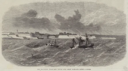 The Melmerby Troop-Ship Towed into Brest Harbour After a Storm