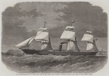 The Screw-Steamer City of New York, One of the Inman Line Running Between Liverpool and Ports of the United States