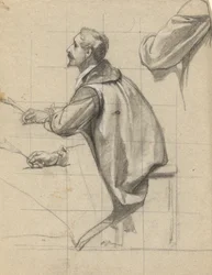 Man, sketch for Signing of the Compact in the Cabin of the Mayflower