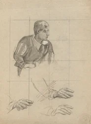 Seated Man and Study of Hands, sketch for Signing of the Compact in the Cabin of the Mayflower