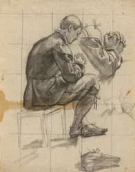 Unidentified Figure, Sketch for Signing of the Compact in the Cabin of the Mayflower