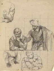 Unidentified Group, Sketch for Signing of the Compact in the Cabin of the Mayflower