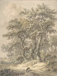 Woman and Child Sitting Next to a Road