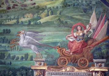 Chariot drawn by griffins (detail)