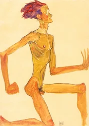 Kneeling Naked Man, in Profile to the Right