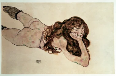 Naked Feminine with Flat Belly. Drawing by Egon Schiele