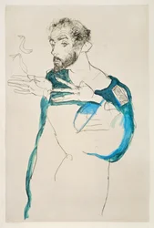 Painter Gustav Klimt in His Blue Painter