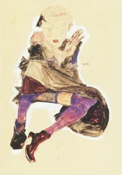 Seated Girl with Striped Stockings