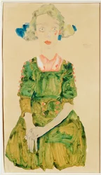 Young Girl with Blue Ribbon