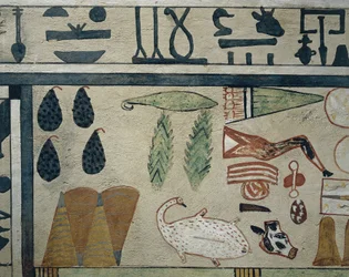 Panel Detail Representing Various Food Offerings, from Sarcophagus of Irinimenpu