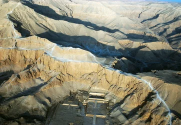 Aerial View of Mortuary Temple of Hatshepsut, Deir el-Bahari, Theban Necropolis, Luxor