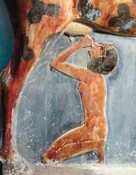 Egyptian antiquity: the cow goddess Hathor nourishes the young Amenhotep II
