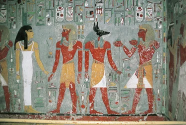 Egypt, Luxor, Valley of the Kings, Tomb of Horemheb, Mural Painting