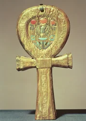 Mirror case in the form of an ankh, from the tomb of Tutankhamun