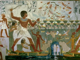 Nakht with his family hunting in the Nile marshes