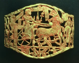 Openwork plaque or buckle showing the king