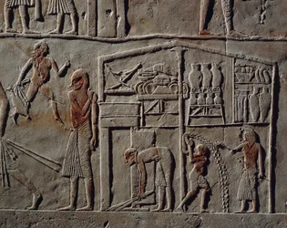 Pavilion for high-ranking officer or commander in chief, Relief, Tomb of Horemheb, Saqqara