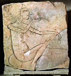 Relief Depicting a Princess Eating a Roasted Duck, from the North Palace at Tell El-Amarna, New Kingdom
