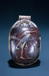 Scarab with Heron, from Tomb of Tutankhamun, New Kingdom
