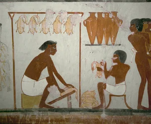 Servants plucking geese