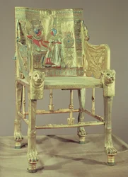The throne of Tutankhamun, c. 1370-52 BC, New Kingdom, gold-plated wood inlaid with semi-precious stones