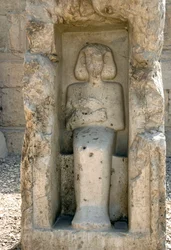 Ancient Egyptian Art: Low Relief of God Osiris in the Courtyard of the Temple of Sethi I