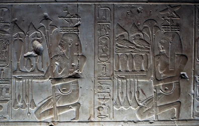 Bas-relief, Temple of Seti I, or Great Temple of Abydos, Abydos, Egypt