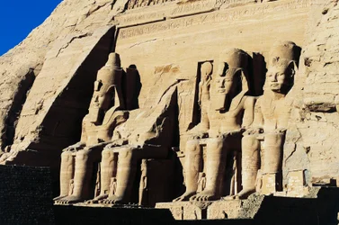 Colossal statues of Temple of Ramesses II, Abu Simbel, Egypt, New Kingdom, Dynasty XIX