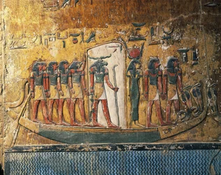 Frescos Depicting Sun Boat with Ram-Headed God, Seti I