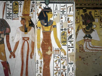 Tomb of Nefertari, Vestibule, Mural Paintings, Harsiesi Leads Queen by the Hand, Goddess Neith