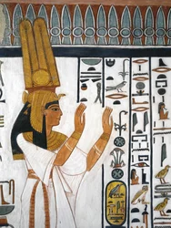 Mural Painting of Queen Reciting Mortuary Formula in Burial Chamber, Tomb of Nefertari, Valley of the Queens, Luxor, Thebes, Egypt