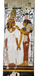 Mural Painting of Goddess Isis and Queen on Pillar in Burial Chamber, Tomb of Nefertari, Valley of the Queens, Luxor, Thebes, Egypt
