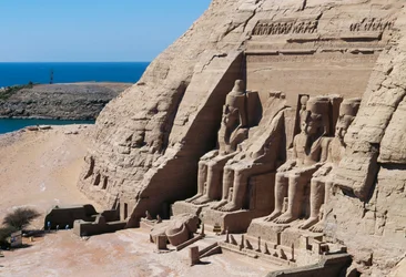 Facade of Temple of Ramesses II, Abu Simbel, Egypt, New Kingdom, Dynasty XIX