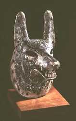 Head of Anubis, Egyptian god of the dead, with a hinged jaw, used as an Oracle Mask, New Kingdom