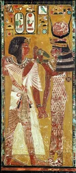 Relief depicting the Goddess Hathor placing the magic collar on Seti I