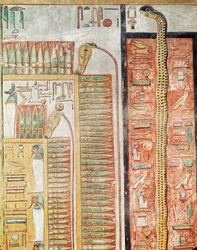 Relief depicting the path which the dead must cross to the afterlife, from the Tomb of Seti I